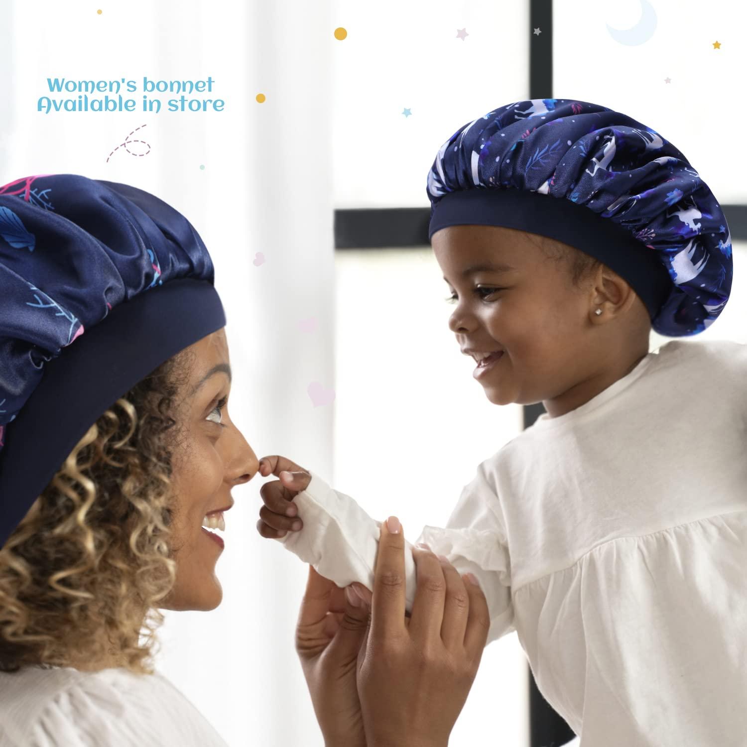 Hat Hut Hat Hut Kids Satin Bonnet Sleep Cap for Curly Hair Adjustable Silk Hair Cap for Baby Sleeping Hair Bonnet for Toddler Child (Unicorn 1)