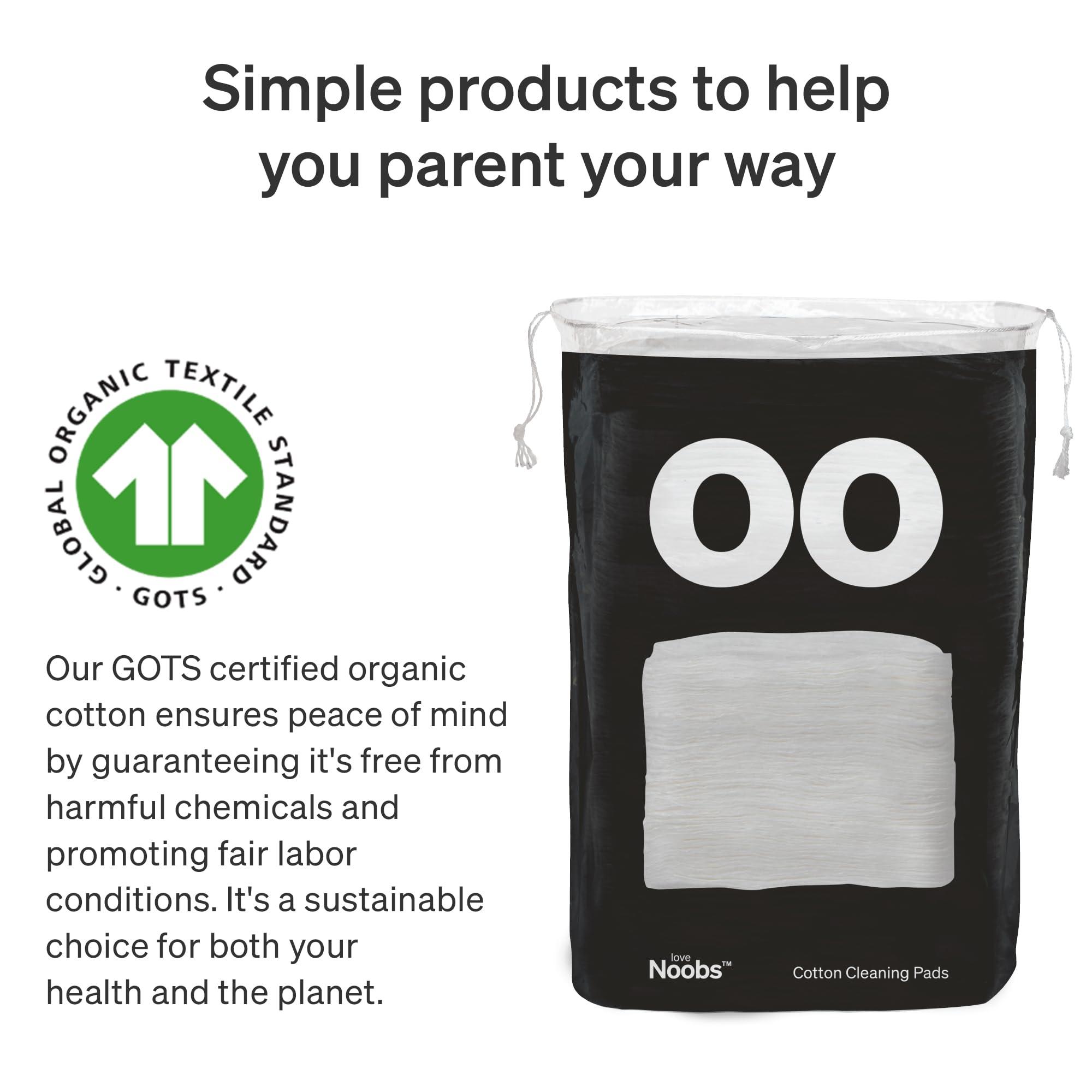 Love Noobs Baby Cotton Pads for Diaper Change by LoveNoobs, 360 Count, Ultra Soft 100% Organic Extra Large Cotton Pads for Baby Sensitive Skin, Lint-Free Premium Jumbo Size Cotton Pads, 100% Cotton Squares