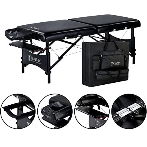 Master Massage Master Massage 30" Galaxy Professional Portable Massage Table Package with Accessories in Black - Memory Foam Cushioning - Tattoo Table- Spa Salon Beauty Facial Bed