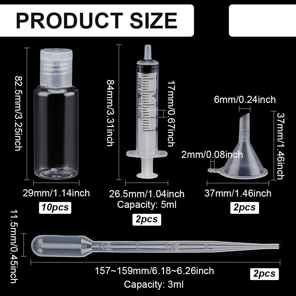 BENECREAT BENECREAT 10 Pack 30ml/1oz Travel Squeeze Bottles, Refillable Flip Top Bottles PET Toiletries Containers Sample Bottles with Dropper and Hopper for Makeup Foundation, Shampoo Toner Cosmetic