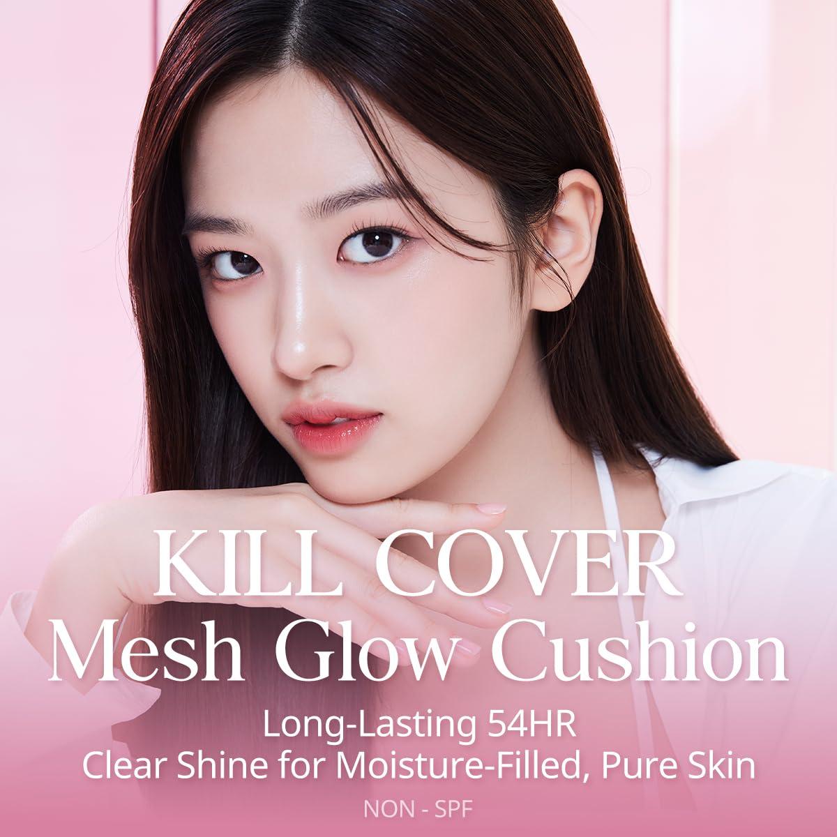 CLIO PROFESSIONAL CLIO Kill Cover Mesh Glow Cushion Foundation ([Refill Included] 15g*2, 21N LINEN), Glass Skin, Long-Lasting, Lightweight, Buildable Coverage, Glowy Skin Makeup