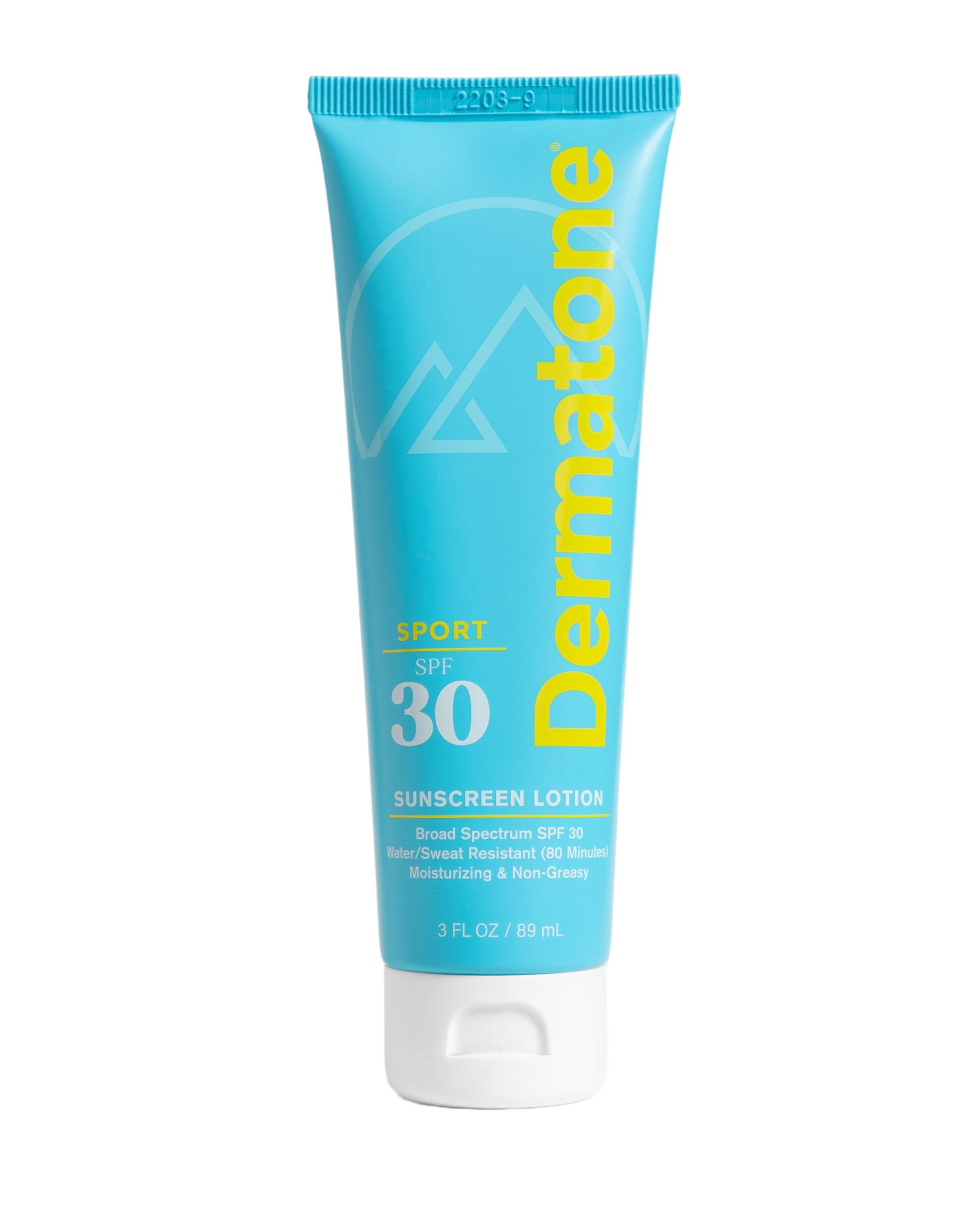 DERMATONE Dermatone Sport Sunscreen Lotion SPF 30 | Water Resistant (80 min), Oxybenzone and Octinoxate Free Sunscreen for Body and Face | Moisturizing Broad Spectrum UVA/UVB Protection SPF Lotion | 3oz