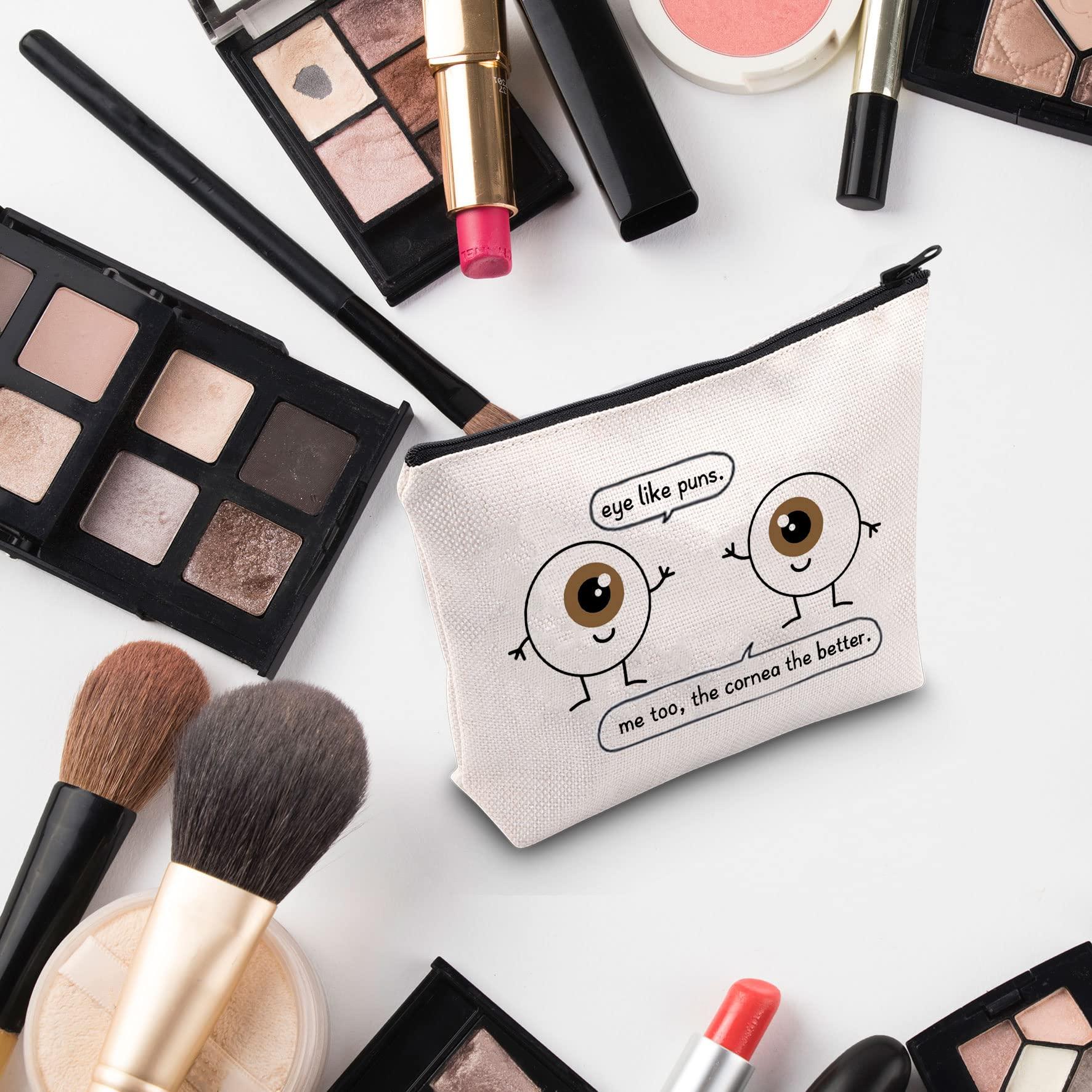 G2TUP G2TUP Eye Doctor Gift Eye Like Puns Makeup Bag Optometrist Ophthalmologist Cosmetic Bag Optician Gift Optometry Zipper Travel Bag (Eye Like Puns White Bag)