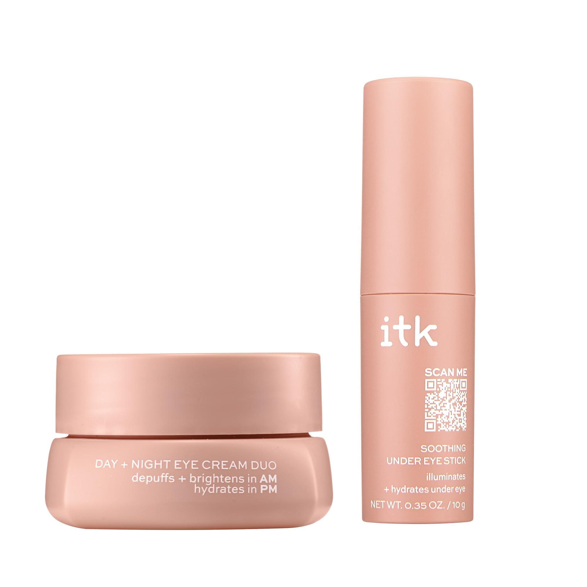 ITK Skincare ITK Skincare Caffeine + Under Eye Stick Serum For Dark Circles - Anti Aging + Day + Night Face Cream Duo - AM Day Cream With Vitamin C To Depuff Under Eyes + Brighten - PM Night Cream With Ceramides