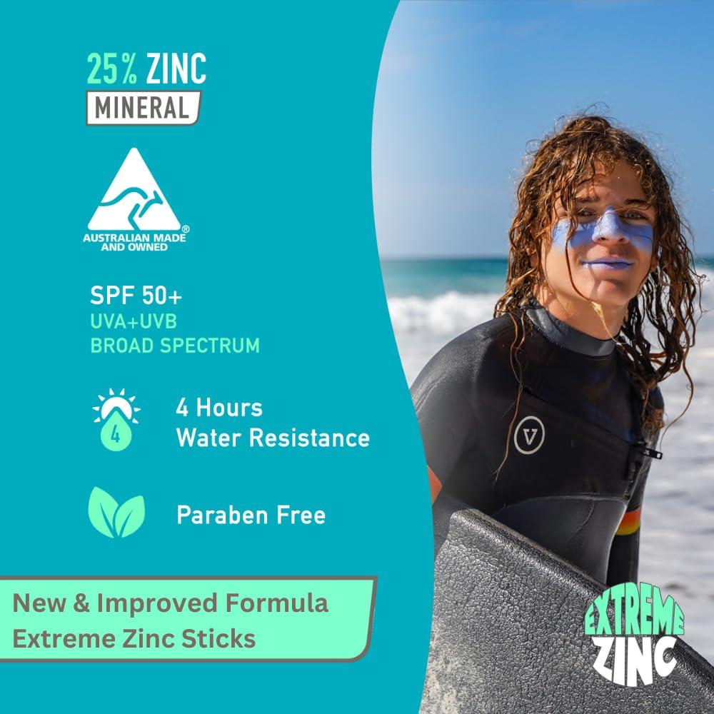 Sun Zapper Sun Zapper (Blue Bay) Extreme Zinc Stick  Blue Mineral Sunscreen Stick SPF50+ UVA/UVB+ Unbeatable Sun Protection  Made in Australia