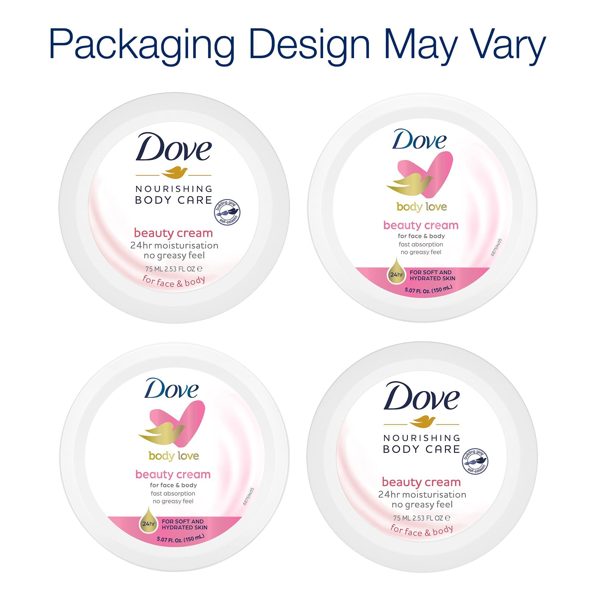 Dove Dove Body Love Beauty Cream, Lightweight, Fast-Absorbing Face and Body Cream for Normal to Dry Skin, 24-Hour Moisture, Luxuriously Scented Face Cream, Hand & Body Lotion, 5.07 Fl Oz (Pack of 3)