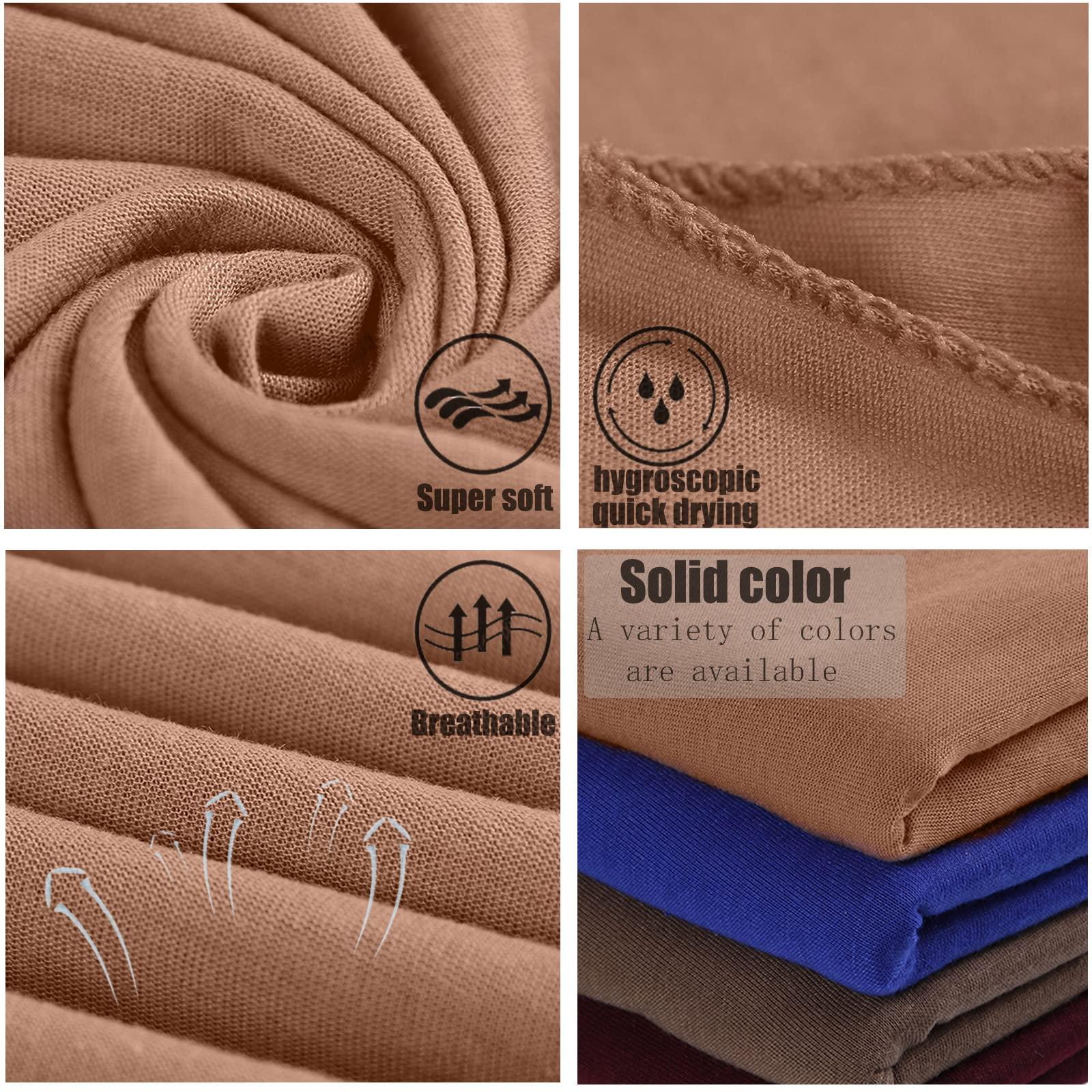 ZRQ ZRQ 5 Pieces Stretch Jersey Turban Fashion Headband Soft Breathable Long Lightweight and Comfortable Tie Head Wraps for Black Women (Black,Army Green,Dark Blue,Camel,Dark Grey)