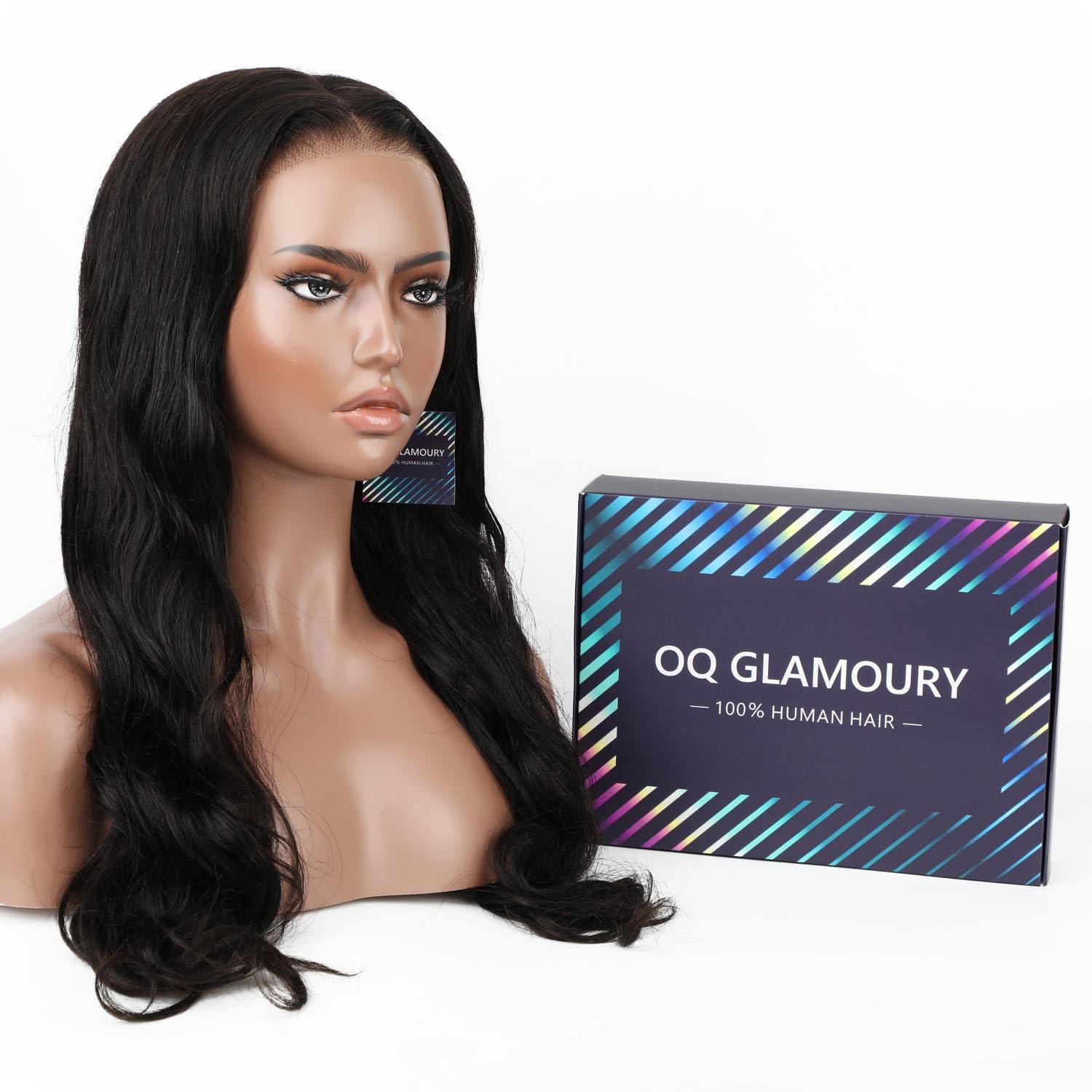 Generic OQ GLAMOURY 100% Wear Go Glueless Wigs Pre Cut Lace Body Wave Undetectable 6X4 HD Lace Wigs 180% Density Human Hair Wigs for Women Pre Plucked (20 Inch)