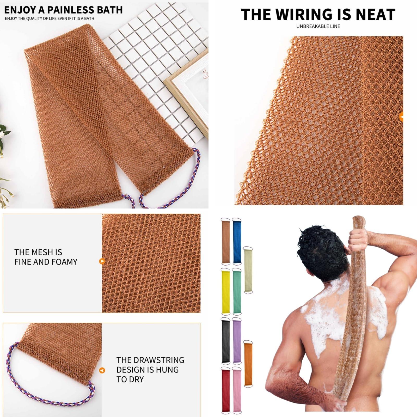 Generic African Exfoliating Net, African Net Sponge Authentic,Real,Black Owned,Exfoliating Bath Wash Cloth,Long Sponge, Body Exfoliator,Shower Bath Accessories,Back Foot Scalp Scrub Bath Sponges (Yellow)