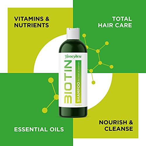 HONEYDEW Biotin and Rosemary Shampoo for Thinning Hair - Sulfate Free Biotin Shampoo for Men with Hair Thickening Essential Oils - Deep Cleansing Volumizing Shampoo for Thin Hair with Zinc and Tea Tree Oil