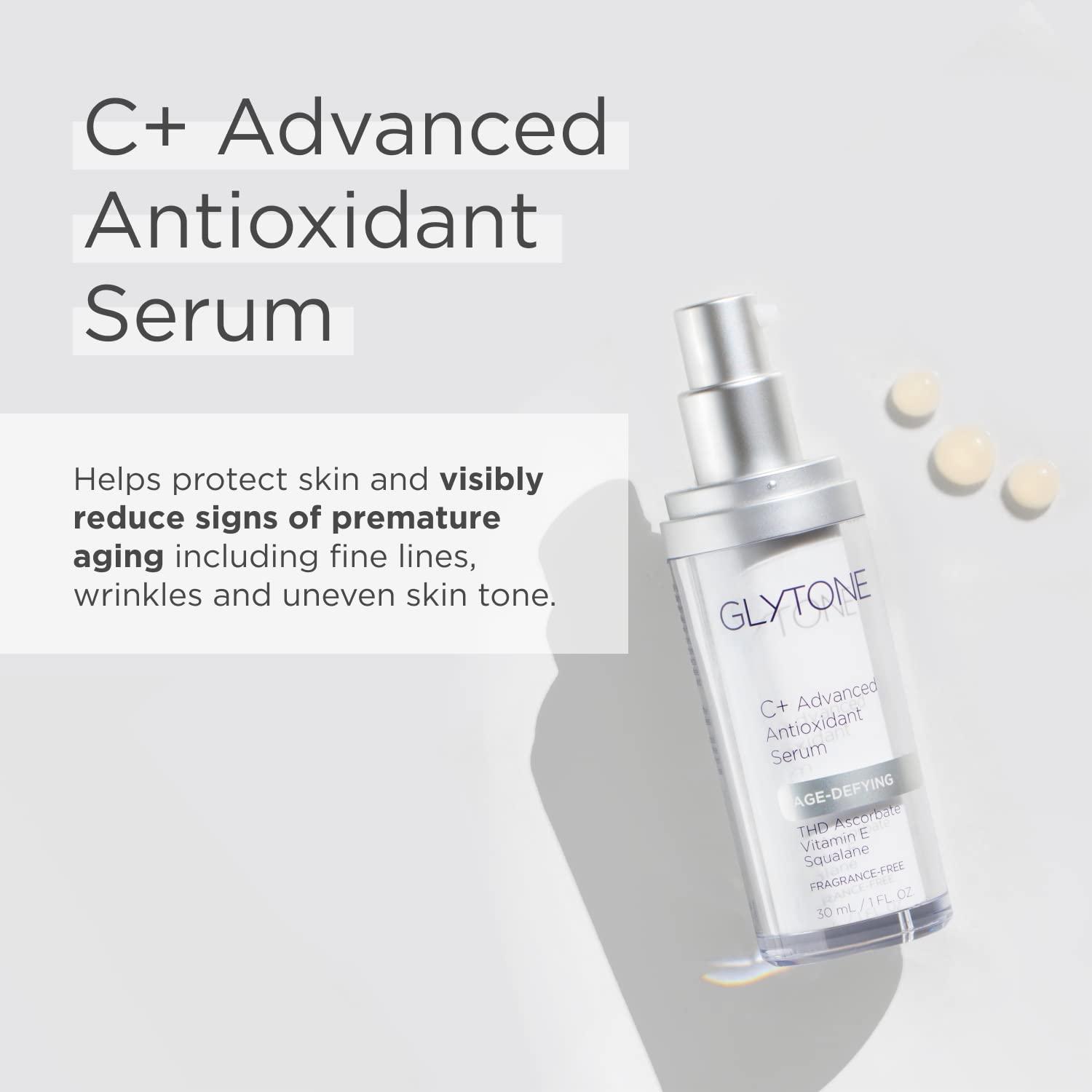 GLYTONE Glytone Age-Defying C+ Vitamin C Serum for Face | 20% Vitamin C, E and Squalane Antioxidant Complex | Reduces Fine Lines & Wrinkles | Hydrating & Anti-Aging Facial Serum for All Skin Types | 1 Fl Oz