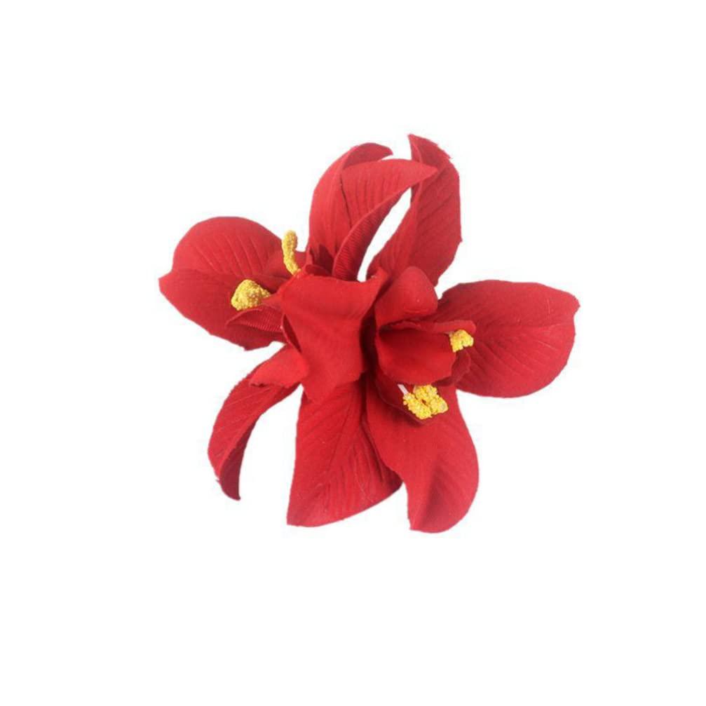 INOOMP INOOMP 5pcs Artificial Hair Clip Hawaiian Hibiscus Plumeria Hairpin Orchid Headdress Headwear Hawaii Hawaiian Plumeria Clips Bridal Wedding Party Beach for Woman Girl Lady