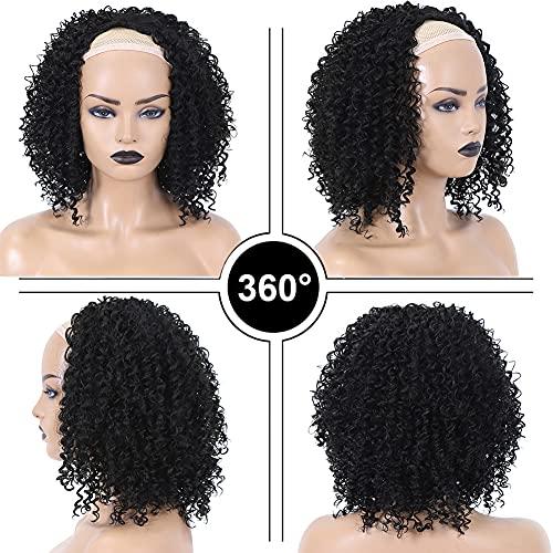 Fancy Hair Fancy Hair Afro Wig Afro Kinky Wigs Short Curly Half Wig Heat Resistant Fiber Synthetic Party Cosplay Half Wigs for Women Nature Black