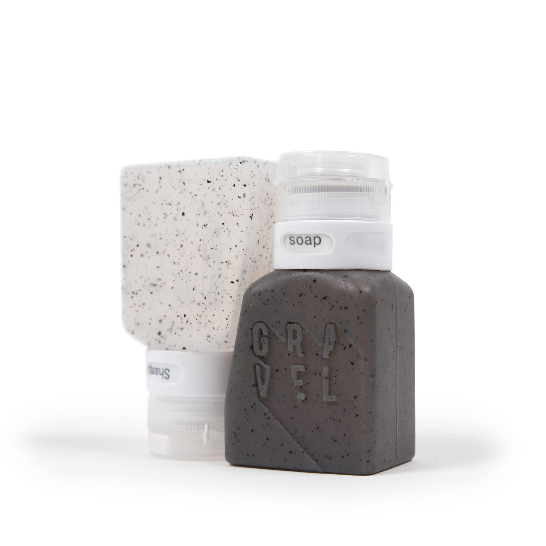 Gravel Gravel Travel Bottles 3oz (2-Pack)  Leakproof, BPA-Free, TSA Approved with Label System (Clear & Gray)