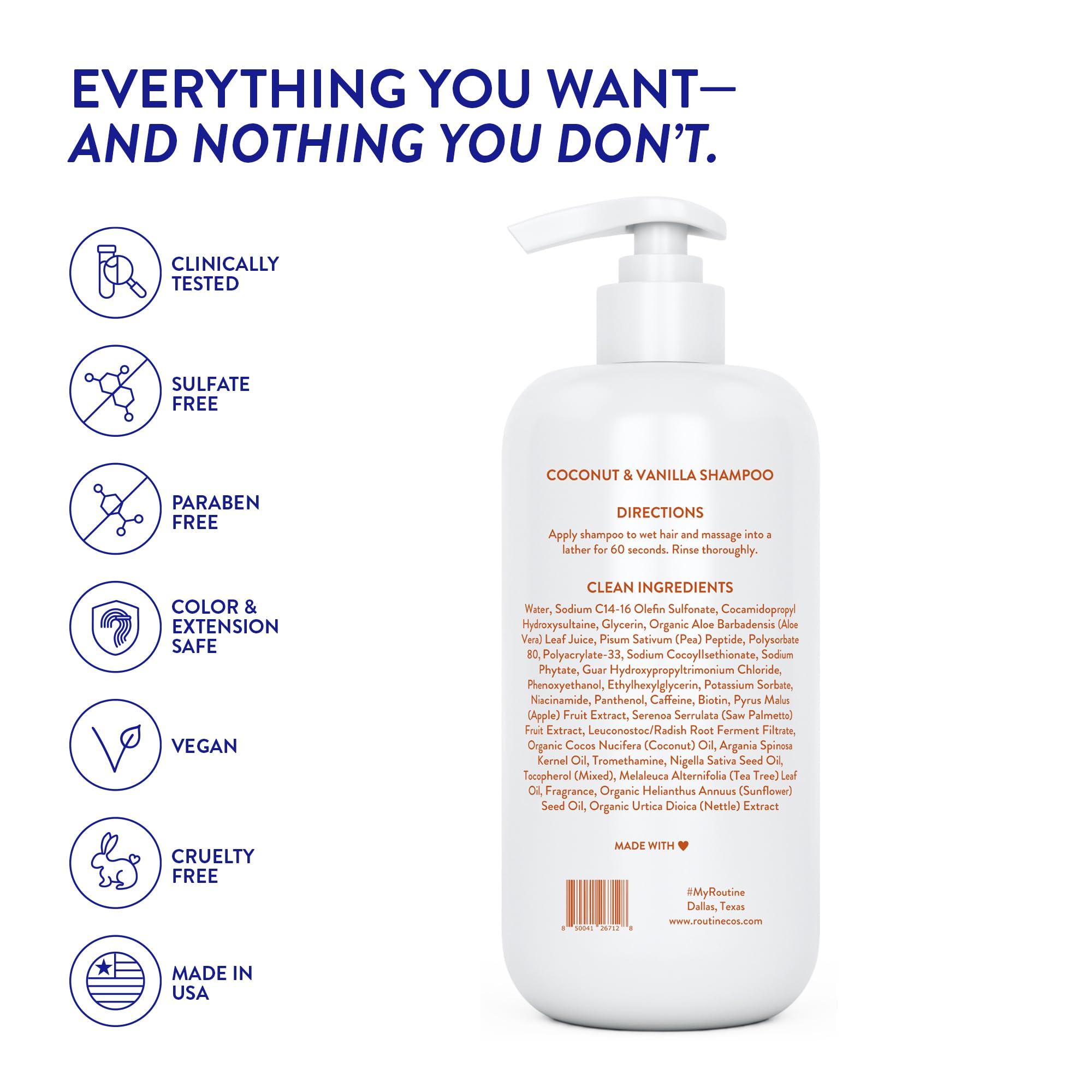 Routine Wellness Routine Wellness Anti-Thinning Shampoo for Thinning Hair - Biotin DHT Blocker Women & Men - Color Safe Shampoo for Hair Loss & Healthy Growth - Coconut & Vanilla - 14oz