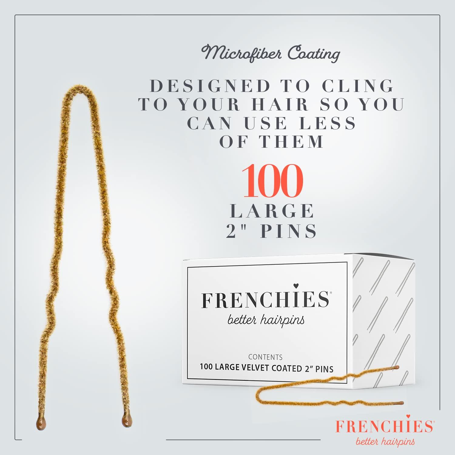 Frenchies Frenchies French Twist Hair Pin, Ultra Flocked Extra Soft French Hair Pins for Women, Wedding, Updo Extensions, or Wig, 100 Count, Blond, Small (2 inch)