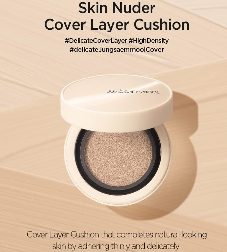 JUNG SAEM MOOL [JUNGSAEMMOOL OFFICIAL] Skin Nuder Cover Layer Cushion 21 (N-Light) | Refill Included | Delicate Cover | All-day Lasting | Makeup Artist Brand