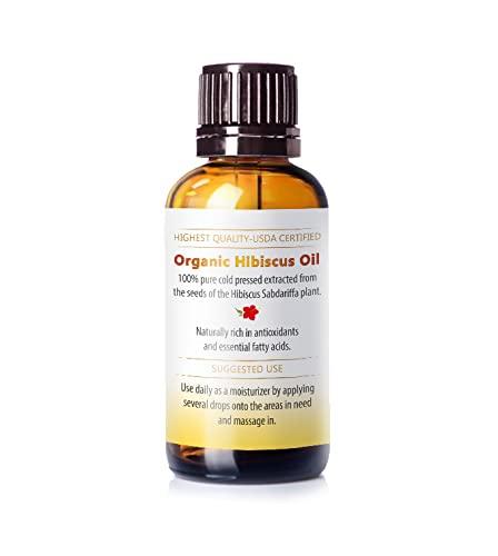 Nuvia Organics Nuvia Organics Hibiscus Oil, USDA Certified, Unrefined Virgin, Cold Pressed from Hibiscus Seeds, Use as a Moisturizer, Carrier Oil, DIY Products; 1oz