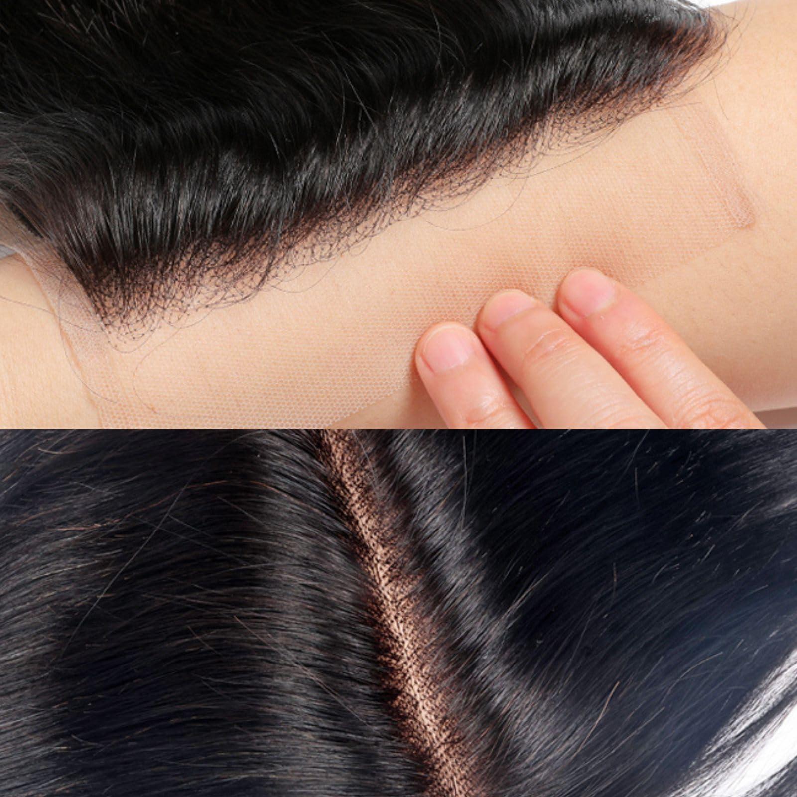 Little fairy 4x4 SKINLIKE Real HD Lace Closure Human Hair Straight Lace Frontal Closure Invisible Pre Plucked Human Hair Closure, Frontal Hd Lace 4x4 Closure Sew in Hair With Closure Natural Black 20 Inch