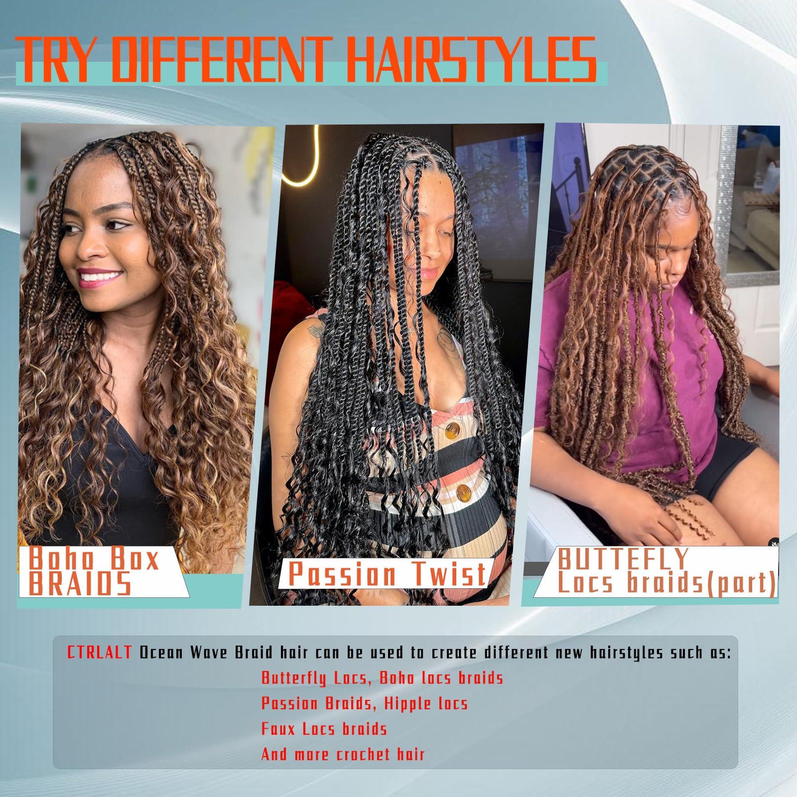 CTRLALT CTRLALT Deep Wave Crochet Hair Curly Braiding Hair for Braiding Hair Faux Locs Crochet Hair Extensions(24Inch 2pack #Rose Gold)