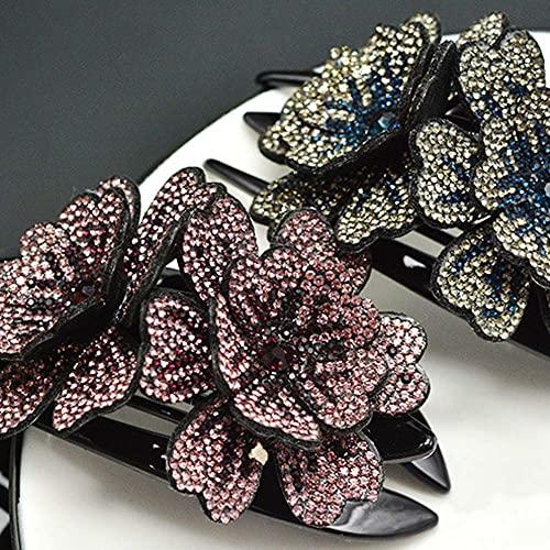Generic Rhinestone Flower Hair Clips Duckbill Clip Ponytail Holder Diamond Hair Barrettes for Women Girls Thin Thick Long Hair Accessories(G)
