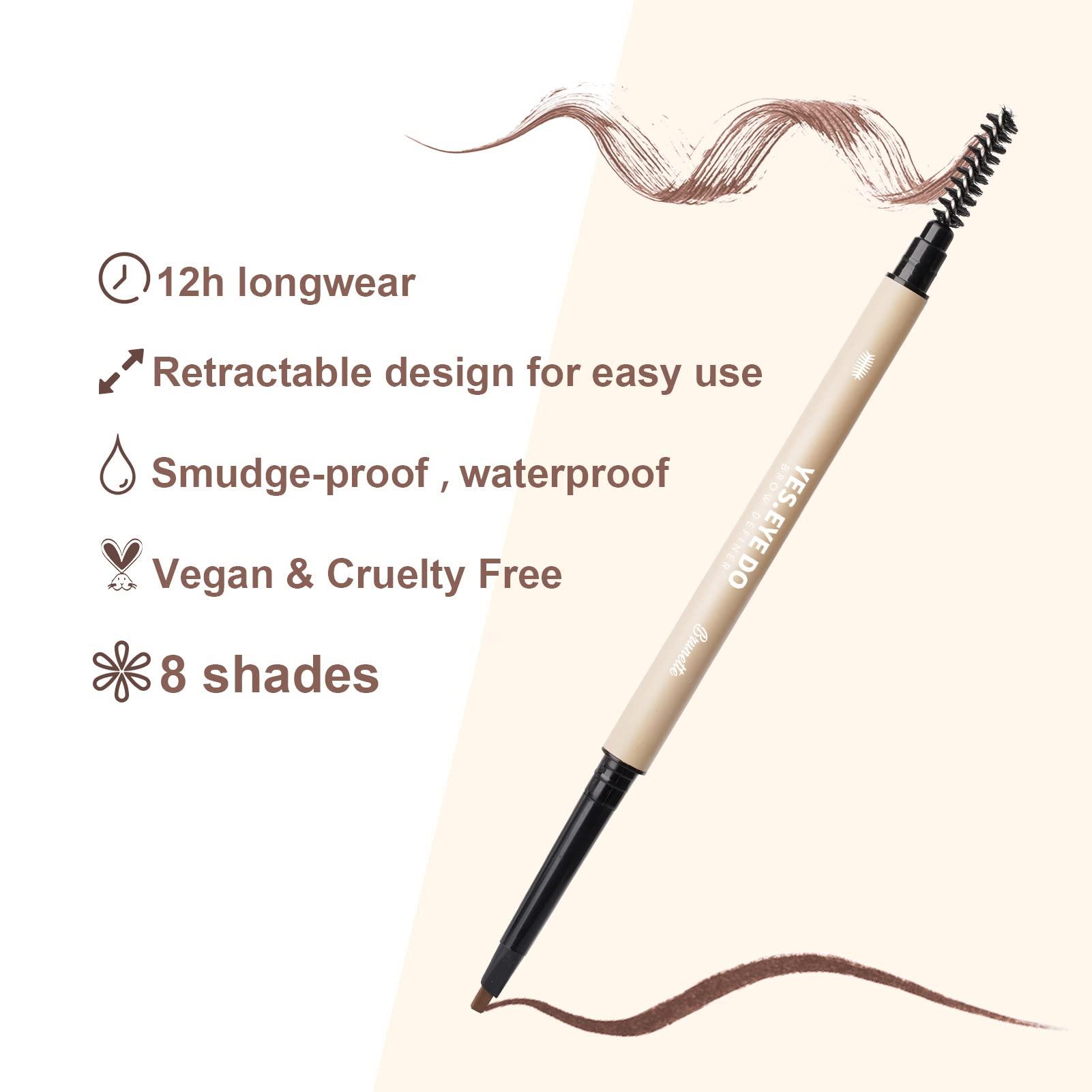 YES.EYE DO Grey Eyebrow Pencil for Older Women Soft, Retractable Gray Eyebrow Pencil with Spoolie, Ultra Fine Brow Pencil for Gray Hair with hair like strokes, Long-lastin, Waterproof, Grey, YES.EYE DO
