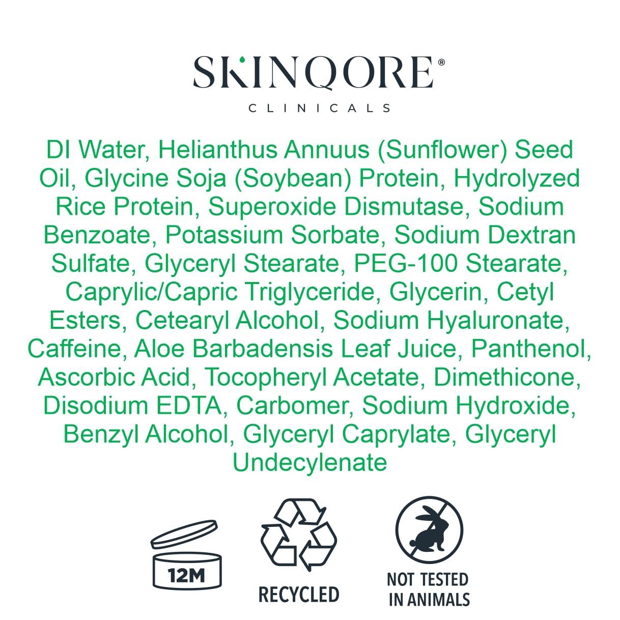 Skinqore Clinicals EyeGLO Caffeine Eye Cream for Dark Circles, Eye Bags, and Puffiness | UnderEye Treatment for Women with Peptides, Antioxidants, Hyaluronic Acid | Natural Brightening EyeCream - 1 Oz