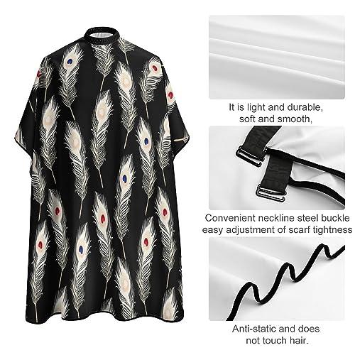 LJFABKY Peacock Feathers Professional Hair Cutting Cape Salon Barber Apron with Adjustable Snap Closure