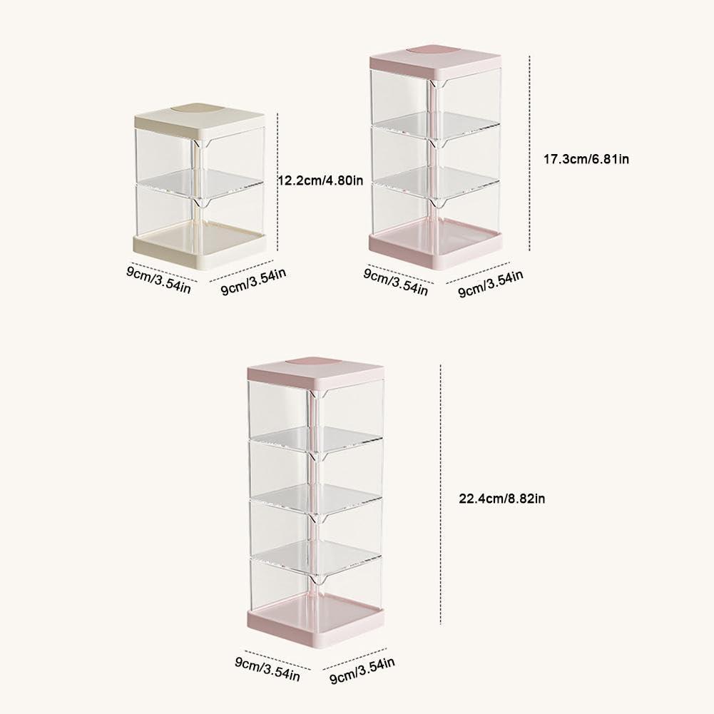 KWJNH KWJNH Cosmetic Storage Box Transparent Acrylic Swivel Shelf Desktop Skin Care Product Dresser Finishing,Rotating Powder Puff Storage Box Jewelry Organizer for Women