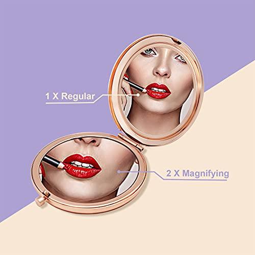 Jielahua 18th Birthday Gifts for Daugter Sister Granddaughter Niece Bestie, Rose Gold Travel Compact Mirror Gifts for 18 Years Old Girls, 18th Inspirational Birthday Gift for Girls, 18th Present for Her
