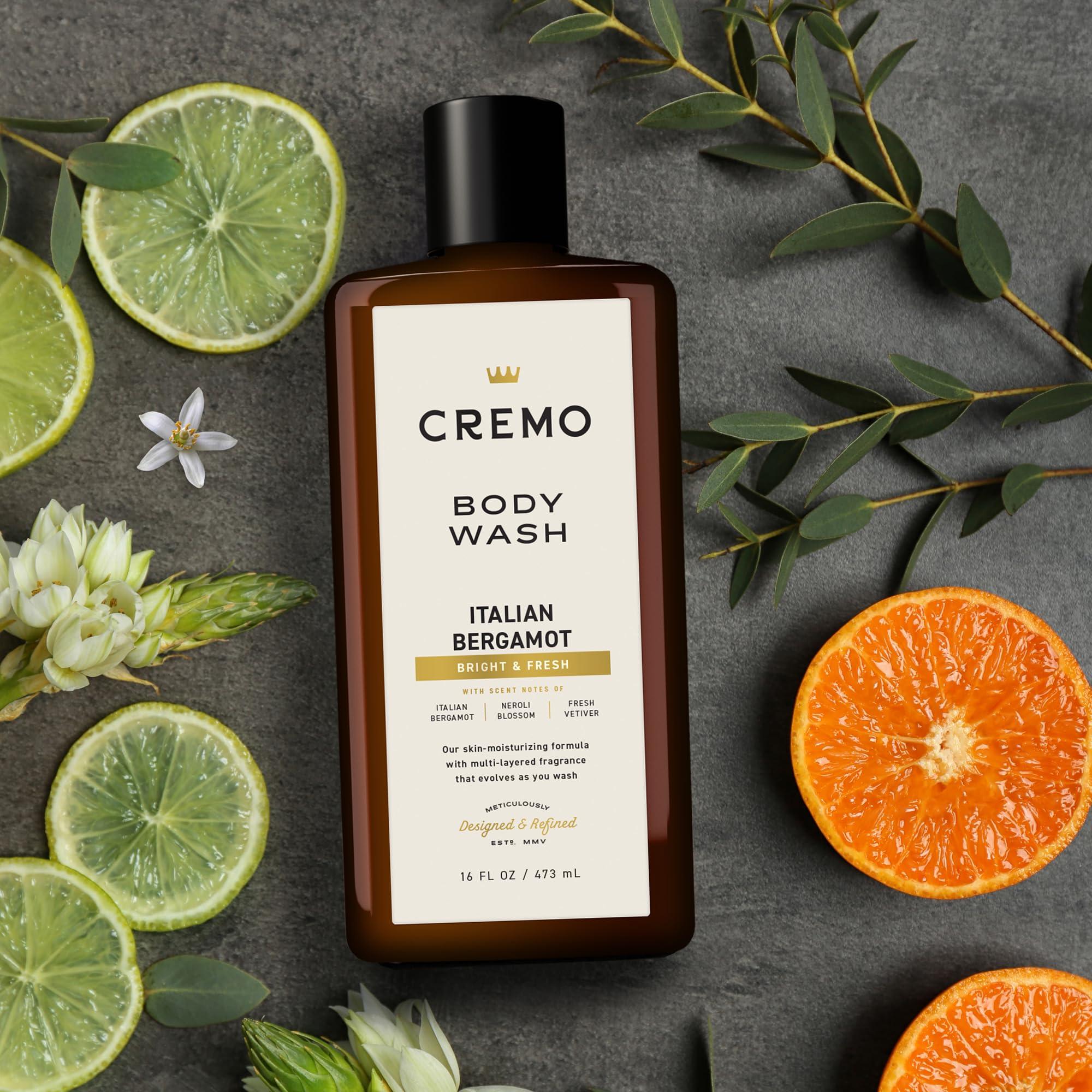 Cremo Cremo Body Wash Men, Notes of Italian Bergamot, Neroli Blossom, and Fresh Vetiver, Rich-Lathering Italian Bergamot, 16 Fl Oz
