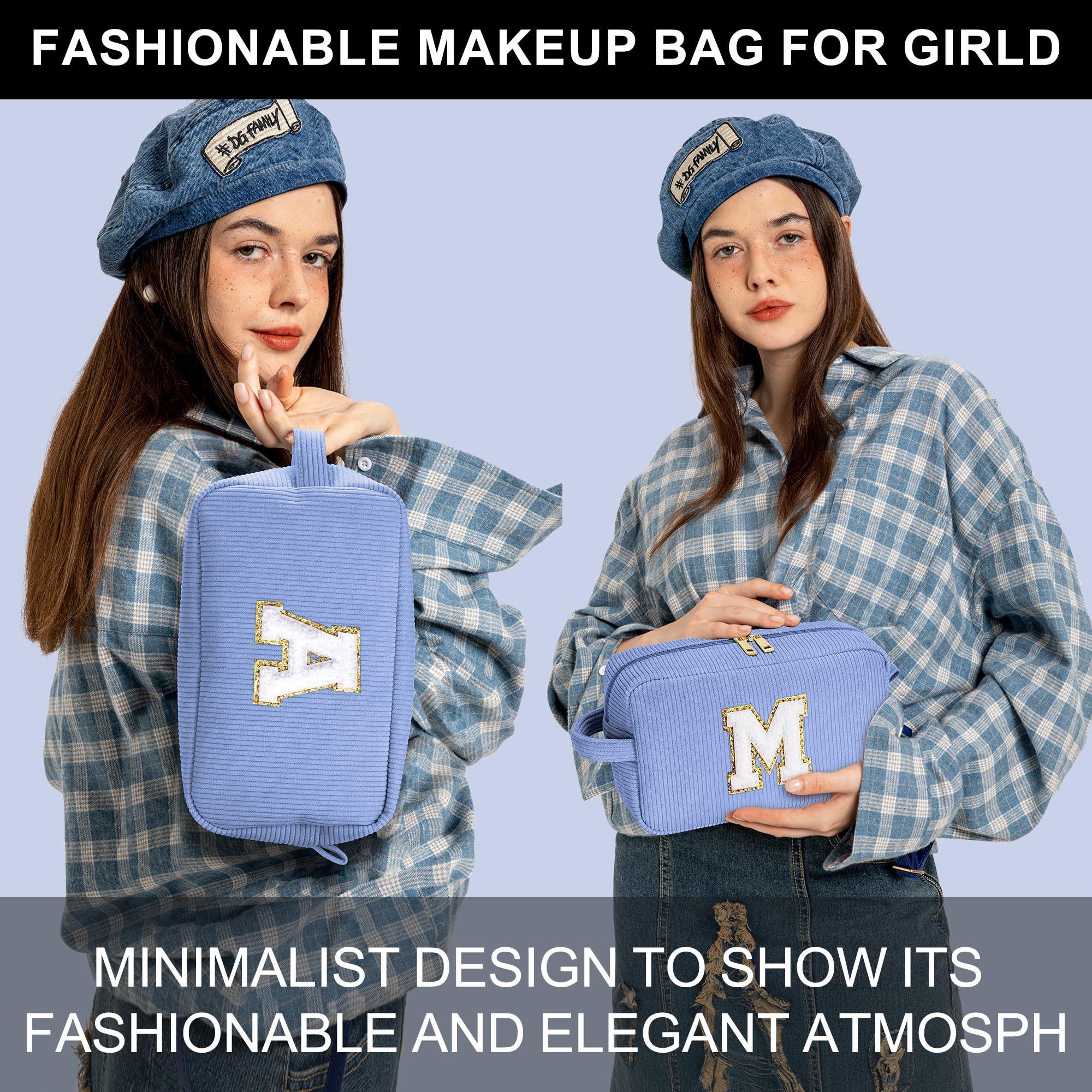 YOOLIFE YOOLIFE Girls Makeup Bag - Monogram Initial Cute Makeup Bags Cosmetic Makeup Brush Bag for Women Girls Her Best Friend Sister Gifts Wedding Bridesmaid Gifts Daughter Birthday Gifts for Women Girls B