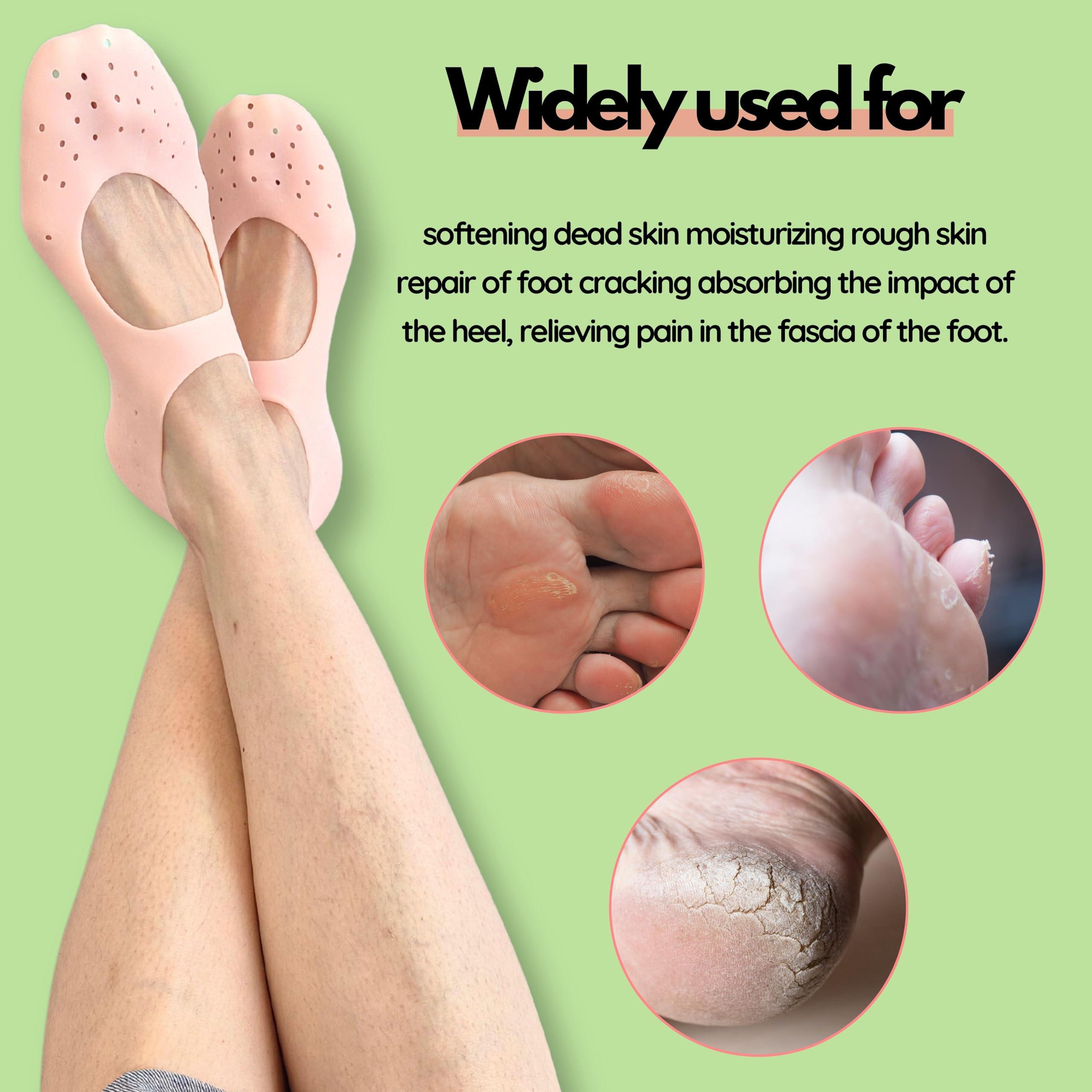 FOOTINSOLE.COM Moisturizing Gel Socks - Hydrating Spa Treatment for Soft, Smooth Feet, Ideal for Dry, Cracked Heels and Rough Skin (Small, 2 Pairs)