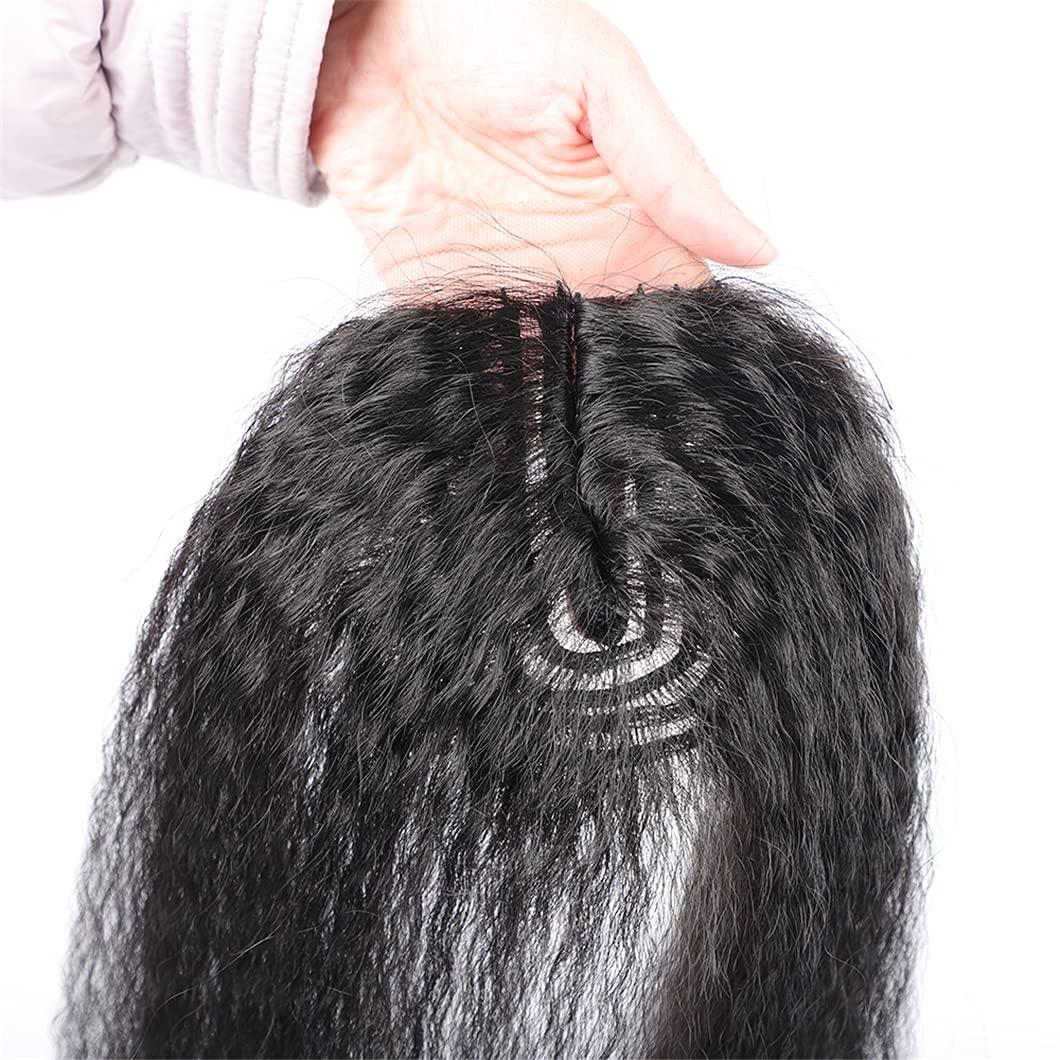 SSJFZM Synthetic Hair Bundles With Closure Kinky Straight Synthetic Sew In Weave Hair Bundles Women 2 Bundles With Closures 1B 16 Inches