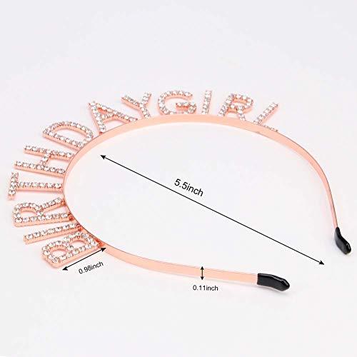 AOPRIE AOPRIE Birthday Girl Headband Birthday Tiara for Women Girls Happy Birthday Princess Crown Rhinestone Happy Birthday Accessories, Rose Gold