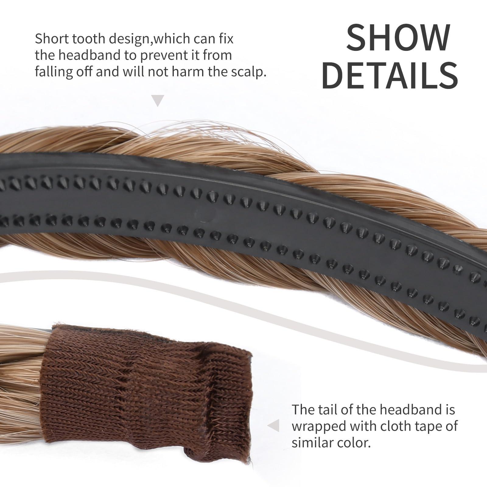 Oplira Oplira Braided Headband With Teeth Braids Hairband With Tooth Synthetic Hair Band Plaited Hairband For Women (Dirty Blonde)