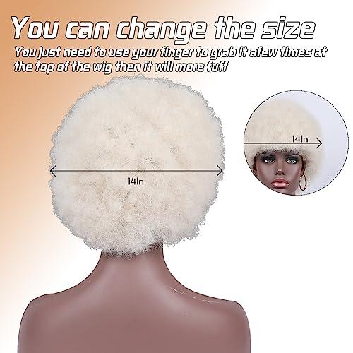 Lotfon Lotfon Wig 70\'s Curly Wigs for Black Women Large Bouncy Fluffy and Soft Natural Looking Afro Kinky Wig 8 Inches (Platinum blonde)