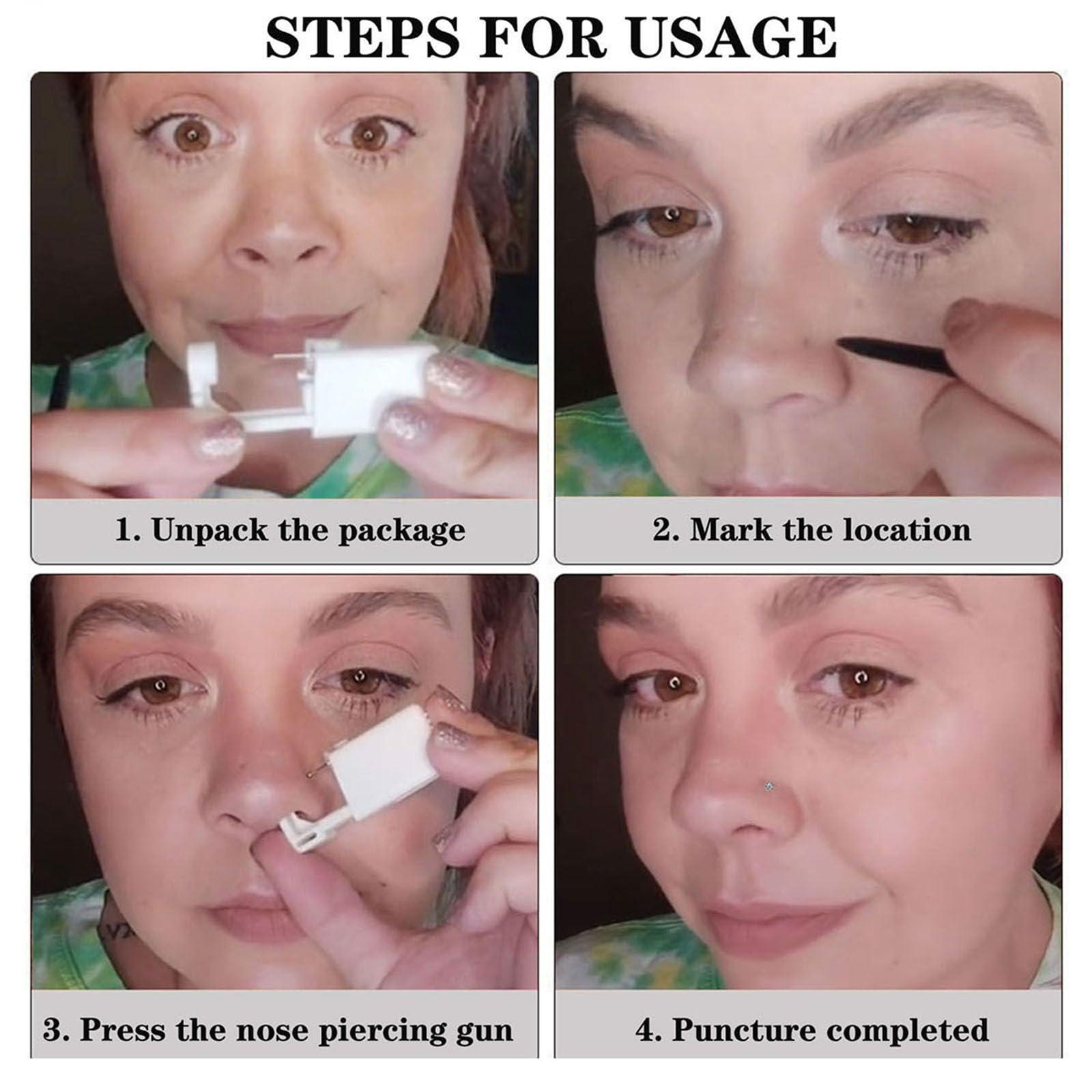 SLVIEKAE Nose Piercing Kit, SLVIEKAE Self Nose Piercing Gun Nose Piercing Kit Tool Disposable Piercing Kit (White)