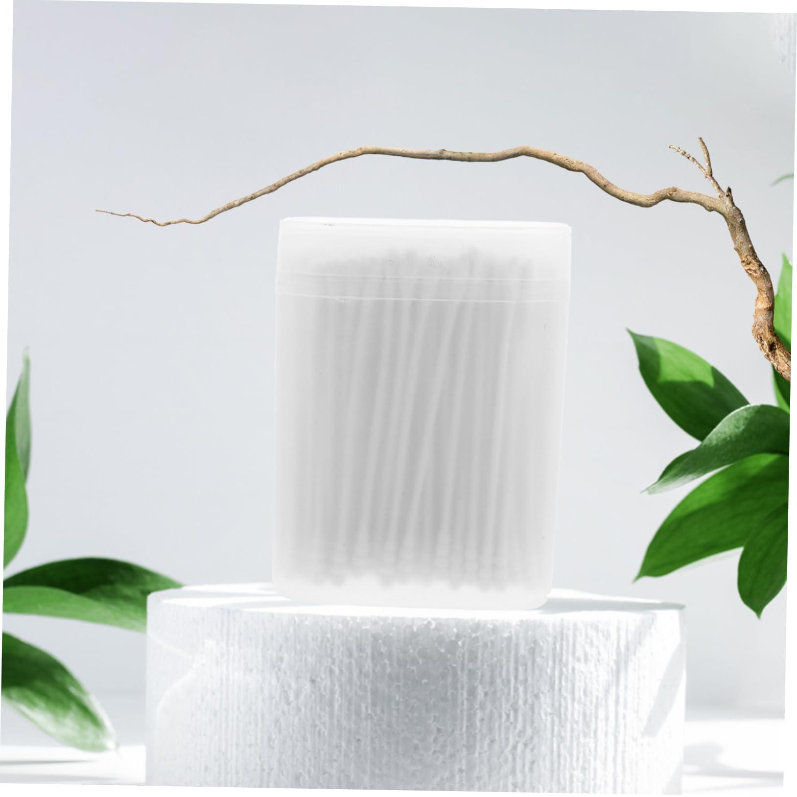 WOONEKY 200pcs Care Buds Swabs Cotton Swabs Earbuds Ear Buds Organic Cotton Pads Organic Cotton Balls Buds Swabs with 2 Different Heads Makeup Tool Swab White WOONEKY