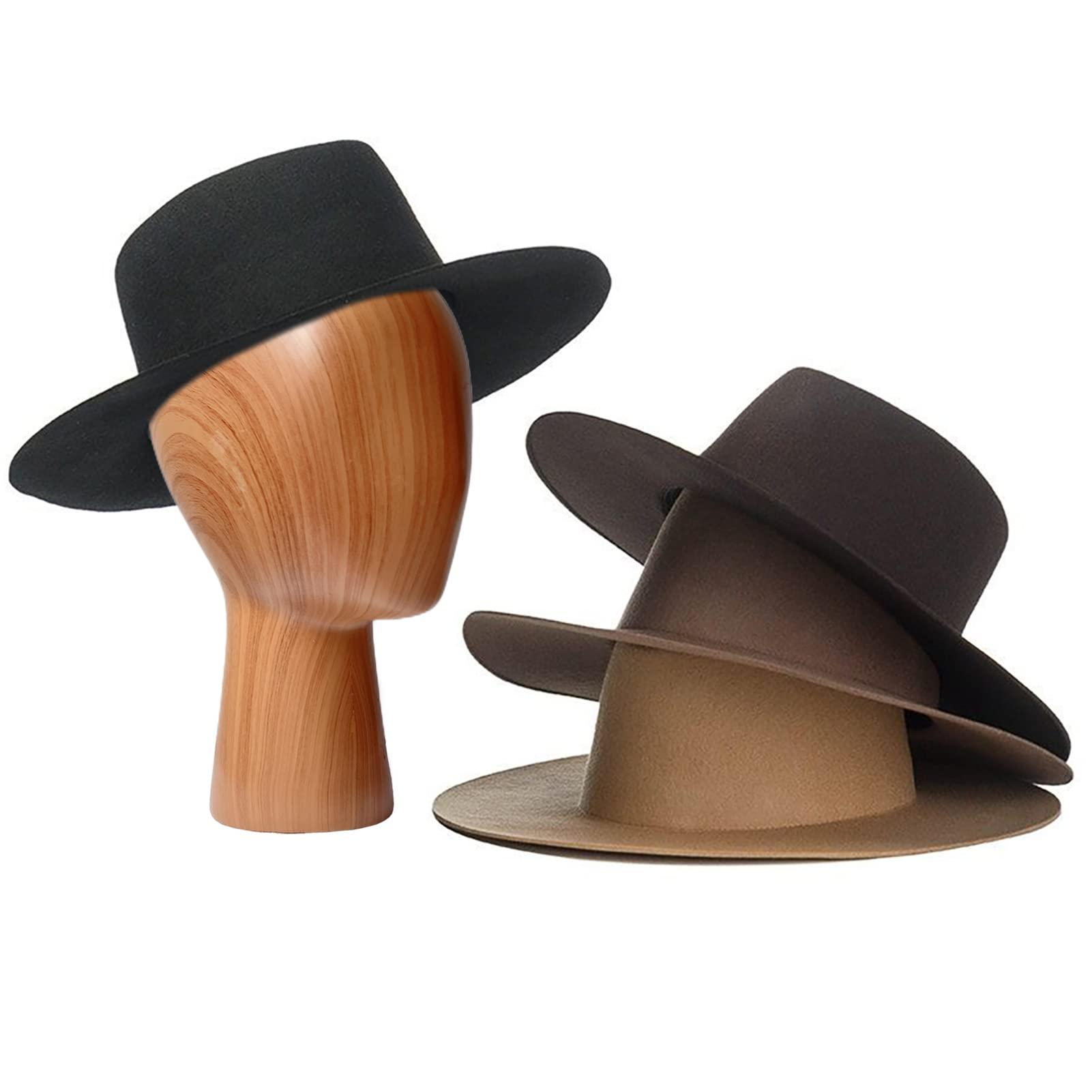 CHADWICK CHADWICK Mannequin Head Block, Hat and Wig Display Stand, Imitation Wooden Wig Head Stand, Abstract Dome Model Head, Manikin Head Hat Holder for Shop, Hair Salon, Home Decor, Durable GFRP Material