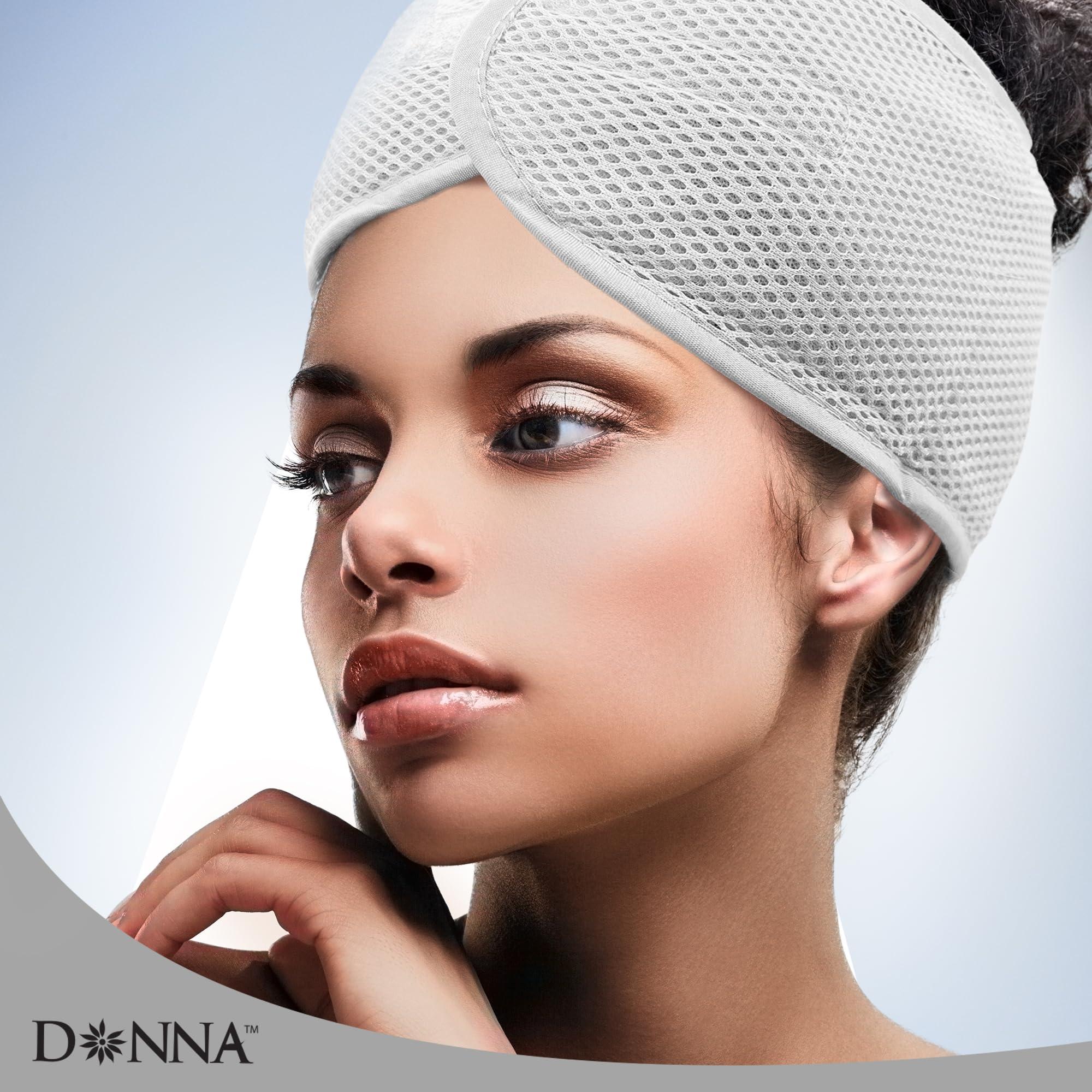 DONNA DONNA Deluxe Foam Velcro Headband, Silk Hair Wraps for Face Wash, Makeup and Hair Accessories BLACK