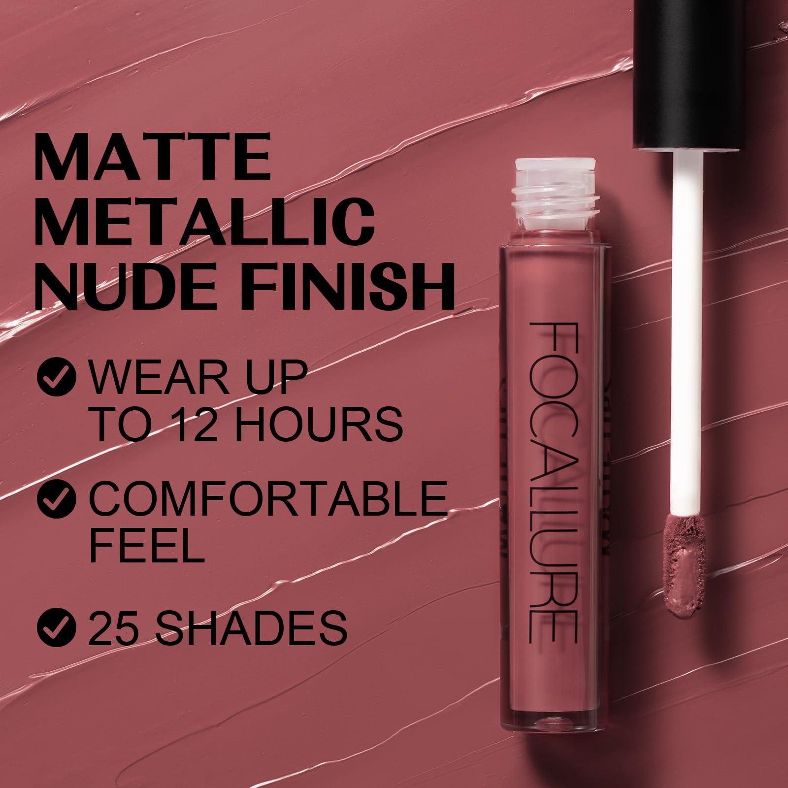 FOCALLURE FOCALLURE Ultra Matte Liquid Lipstick,Longwear Rich Lip Colors,Easy to Create a Sexy Lips with High-grade Formula,Long Lasting Waterproof Lipstick Make Up,CHESTUNT