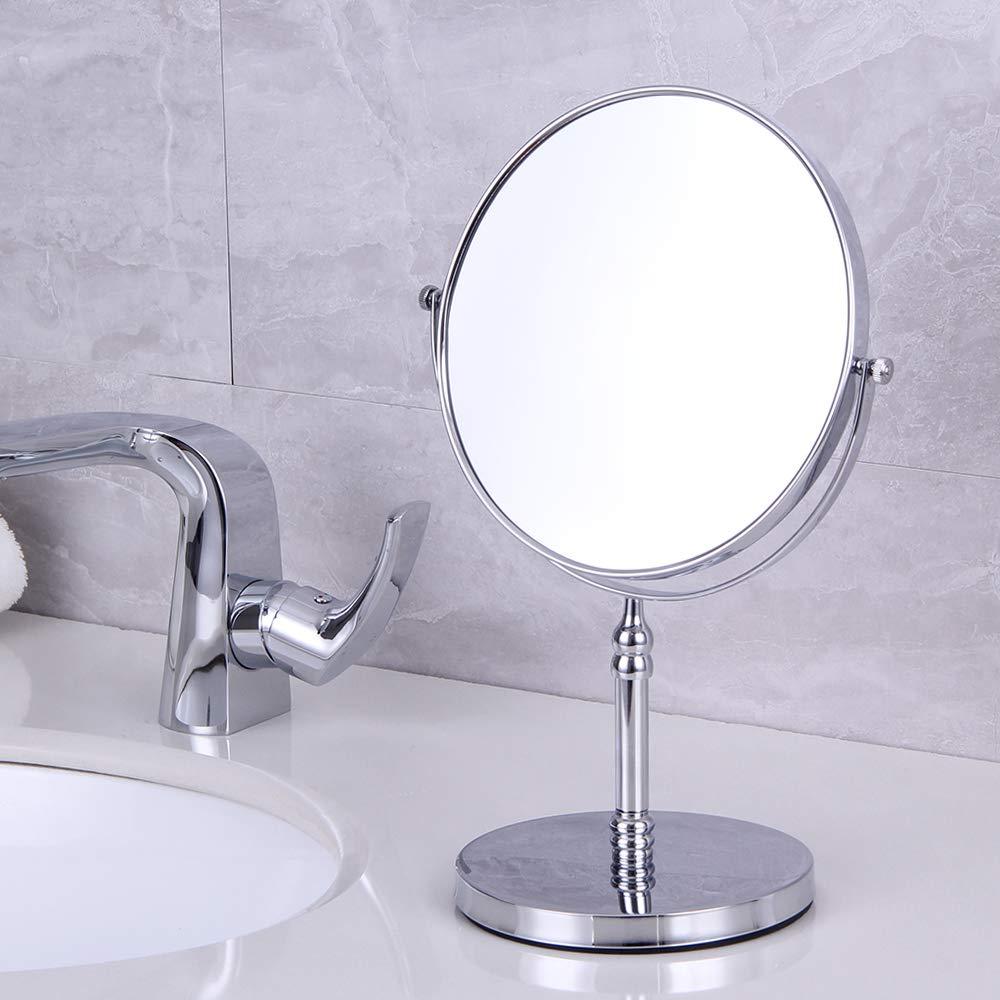 kimzcn kimzcn 8-inch Large Double Sided Swivel Vanity Mirror with 3 x Magnification, Oval Shaped Two-Sided Makeup Mirror, Bathroom Tabletop Mirror 1x/3x magnificationt,Chrome D500111C