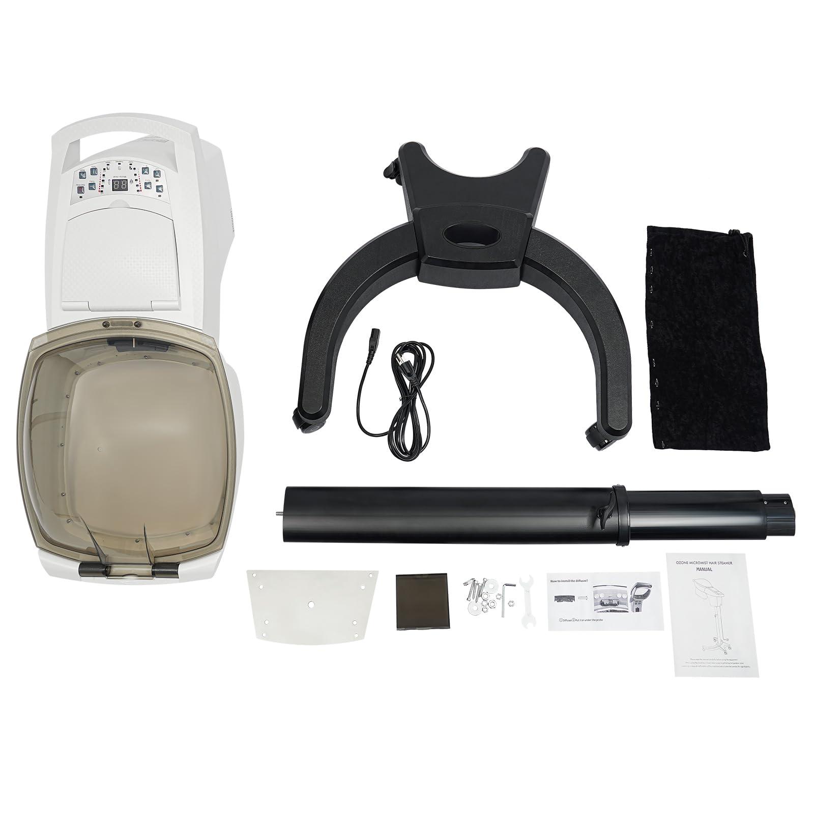 TBVECHI Ultrasonic Hair Steamer with Micro Mist and 3 Modes - Ozone SPA Styling and Treatment for Salon, Rolling Floor Stand Base (US Stock)