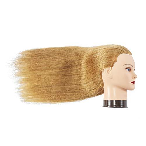 training head Traininghead 24"-26" 100% Human hair Mannequin head Training Head Cosmetology Manikin Head Doll Head with free Clamp (Blond A)