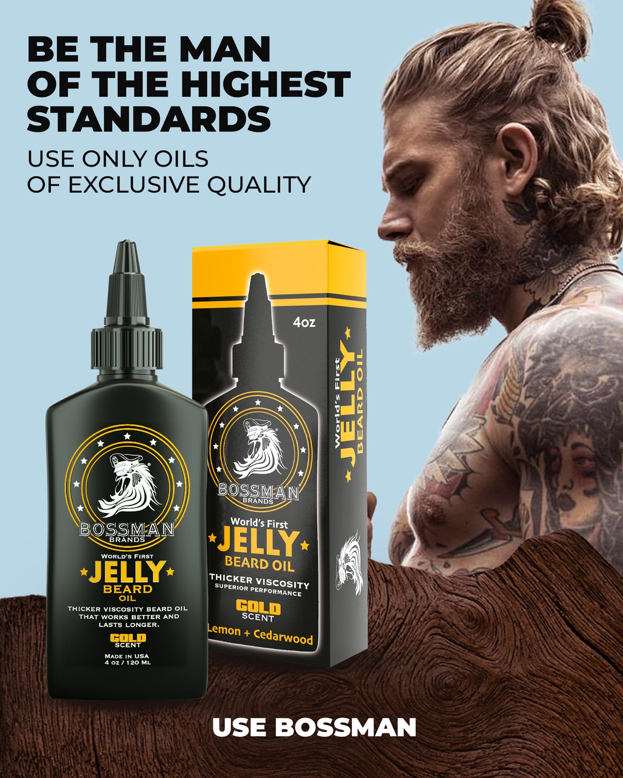 Bossman Bossman Beard Oil Jelly (4oz) - Beard Growth Softener, Moisturizer Lotion Gel with Natural Ingredients - Beard Growing Product (Gold Scent)