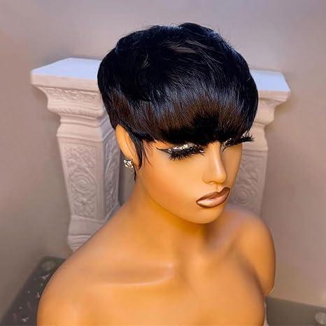 WOCWIG WOCWIG Short Black Hairstyles Synthetic Wigs For Women Black Bowl Cut Wig For Women Short Hairstyles Wigs For Women (W003)