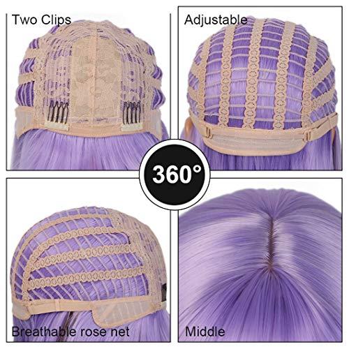 SSJFZM Short Bob Wig With Bangs For Women Synthetic Bob Wigs Black Pink Purple Wig For Party Daily Use Shoulder Length BoTeng 12inches