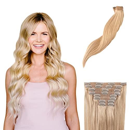 BFB Hair BFB Hair Clip-in Hair Extensions for Women, Real Human Hair Extensions, Barefoot Blonde Highlighted Blonde 21 inch 10 pcs 160 grams, Seamless Design, Straight & Long Remy Extensions