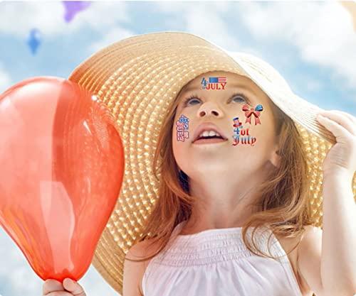 RYAOLFLY Fourth of July Tattoos sticker Temporary Tattoo Body Face Art Waterproof America, Red Blue Party Tattoos for Parade favors patriotic Decoration for Independence Day Labor Day Arm Waist(10 Sheet)